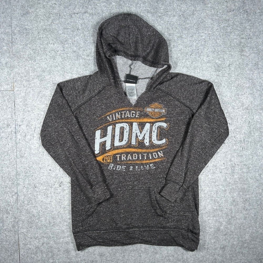 Harley-Davidson Hoodie Womens S Gray HDMC Brossard Quebec Canada Biker Pullover